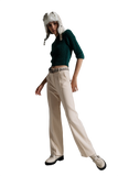 Dark Green Fluffy Knit Sweater With 3/4 Sleeves