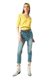 Distressed Straight Leg Jean in Light Blue