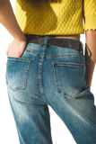 Distressed Straight Leg Jean in Light Blue