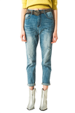 Distressed Straight Leg Jean in Light Blue