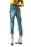 Distressed Straight Leg Jean in Light Blue