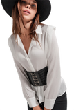 Ecru Blouse With Ruffle Details