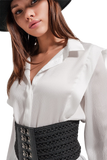 Ecru Blouse With Ruffle Details