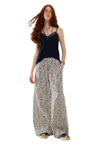 Leopard  Elasticated Waist Straight Leg Pants