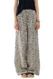 Leopard  Elasticated Waist Straight Leg Pants