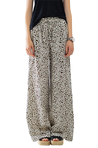 Leopard  Elasticated Waist Straight Leg Pants