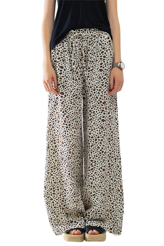 Leopard  Elasticated Waist Straight Leg Pants