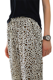Leopard  Elasticated Waist Straight Leg Pants