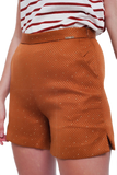 Embellished High Waist Short in Orange and Gold
