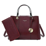Aaliyah Faux Crocodile Handbag Set (2-Pieces) - Maroon
