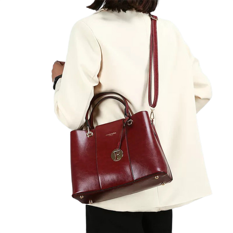 Aaliyah Faux Crocodile Handbag Set (2-Pieces) - Maroon