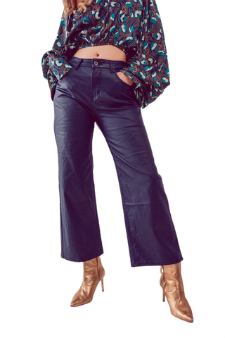 Faux Leather Wide Leg Pants