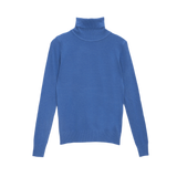 Fine Knit High Neck Jumper in Blue