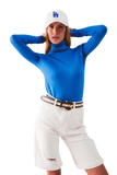 Fine Knit High Neck Jumper in Blue