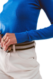 Fine Knit High Neck Jumper in Blue