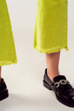 Flare Corduroy Pants in Lime Green