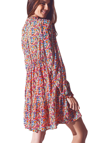 Floral v Neck Mini Dress
