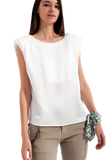 Satin Shoulder Pad Sleeveless Top