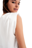 Satin Shoulder Pad Sleeveless Top