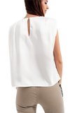 Satin Shoulder Pad Sleeveless Top