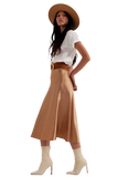 Gold Color Midi Skirt in Abstract Animal Print