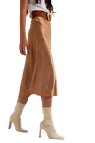 Gold Color Midi Skirt in Abstract Animal Print