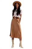 Gold Color Midi Skirt in Abstract Animal Print