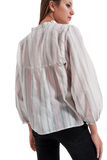 Grandad Shirt in Pink Stripe