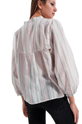 Grandad Shirt in Pink Stripe