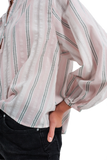Grandad Shirt in Pink Stripe