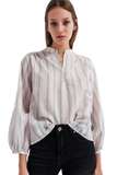 Grandad Shirt in Pink Stripe