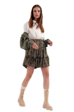Green Chiffon Mini Skirt