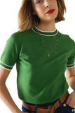 Green White Line Sweater