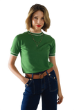 Green White Line Sweater