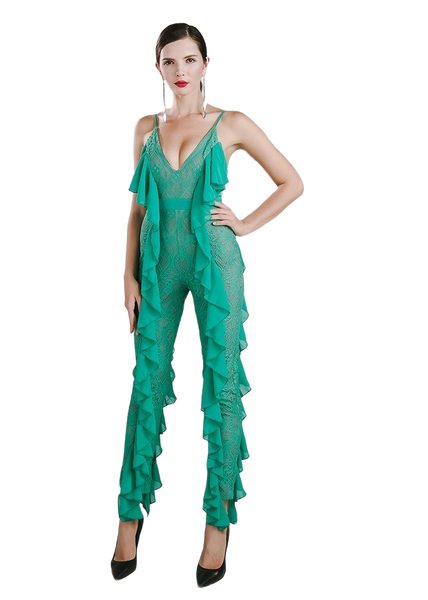 Green Ruffles Jumpsuit