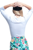 High Neck and Long Sleeves White Top