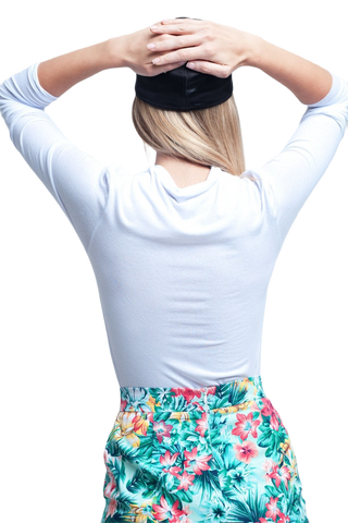 High Neck and Long Sleeves White Top