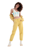 High Rise Mom Jeans With Pleat Front in Yellow