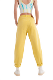 High Rise Mom Jeans With Pleat Front in Yellow