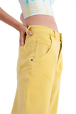 High Rise Mom Jeans With Pleat Front in Yellow