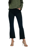 High Rise Raw Hem Flared Jeans in Black