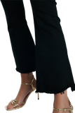 High Rise Raw Hem Flared Jeans in Black