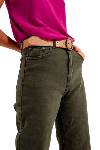 High Rise Slouchy Mom Jeans in Green