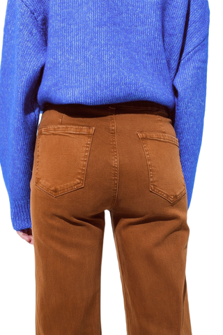 High Waisted Front Pockets Flare Jeans in Camel