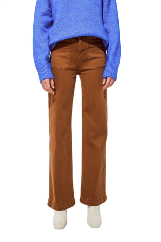 High Waisted Front Pockets Flare Jeans in Camel
