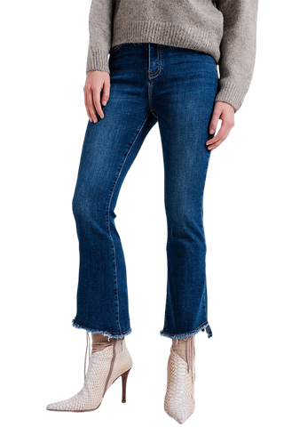 High Waisted Jeans With Asymmetrical Hem
