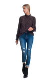 High Waisted Skinny Jeans in Dark Wash Blue With Ripped Details
