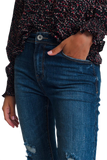 High Waisted Skinny Jeans in Dark Wash Blue With Ripped Details
