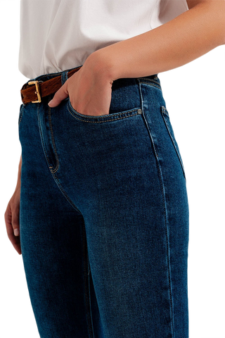 High Waisted Super Skinny Jeans in Dark Blue With High Quality Elastic