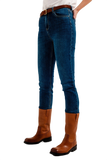 High Waisted Super Skinny Jeans in Dark Blue With High Quality Elastic